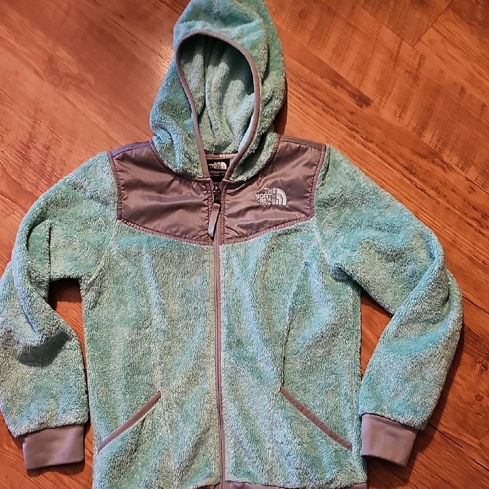 The North Face Kids' Teal and Gray Fleece Hoodie